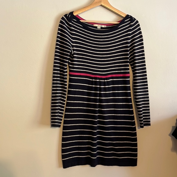 Boden Navy Blue White Striped Cashmere Rabbit Hair Blend